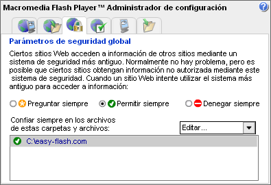 Flash Player Administrador de configuracion 2